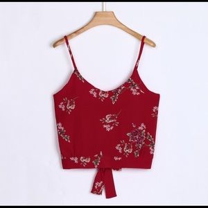 Red Floral Crop Top